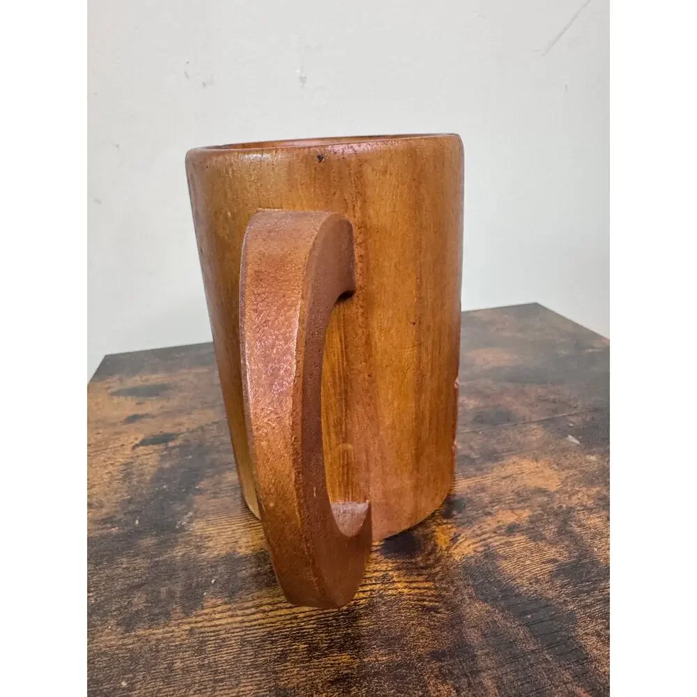 Vintage Polynesian Monkey Pod Tiki Wooden Mug